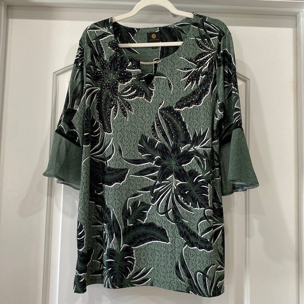 JM collection Tropical Floral Blouse
